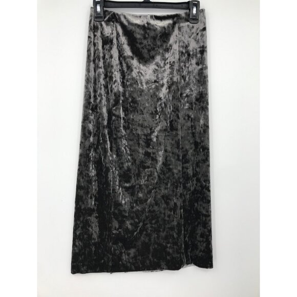 Club Monaco Crush Velvet Midi Side Slit Jupe Skirt Grayish Brown Small NEW - Picture 6 of 7